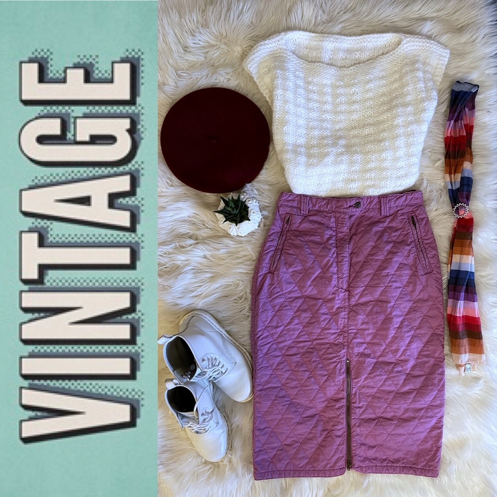 Vintage quilted midi length pencil skirt - Picture 1 of 15